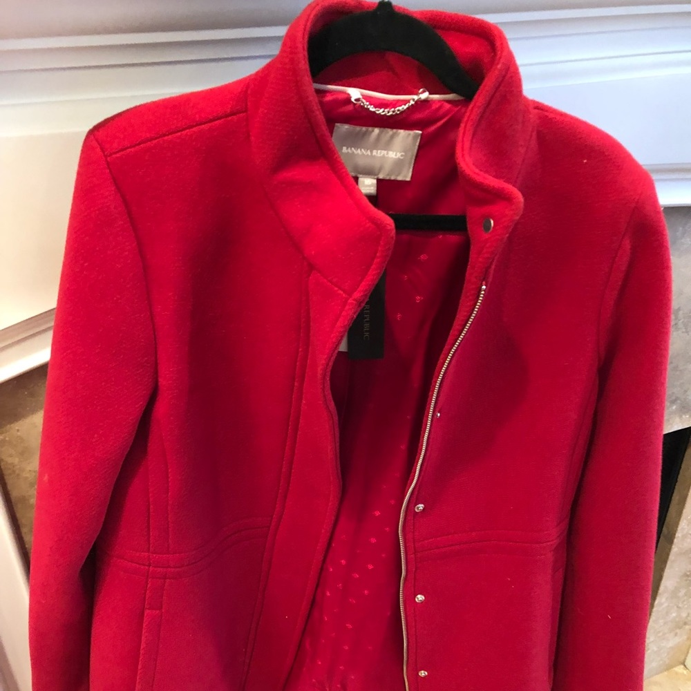 Banana Republic Red 3/4 length Coat. NWT